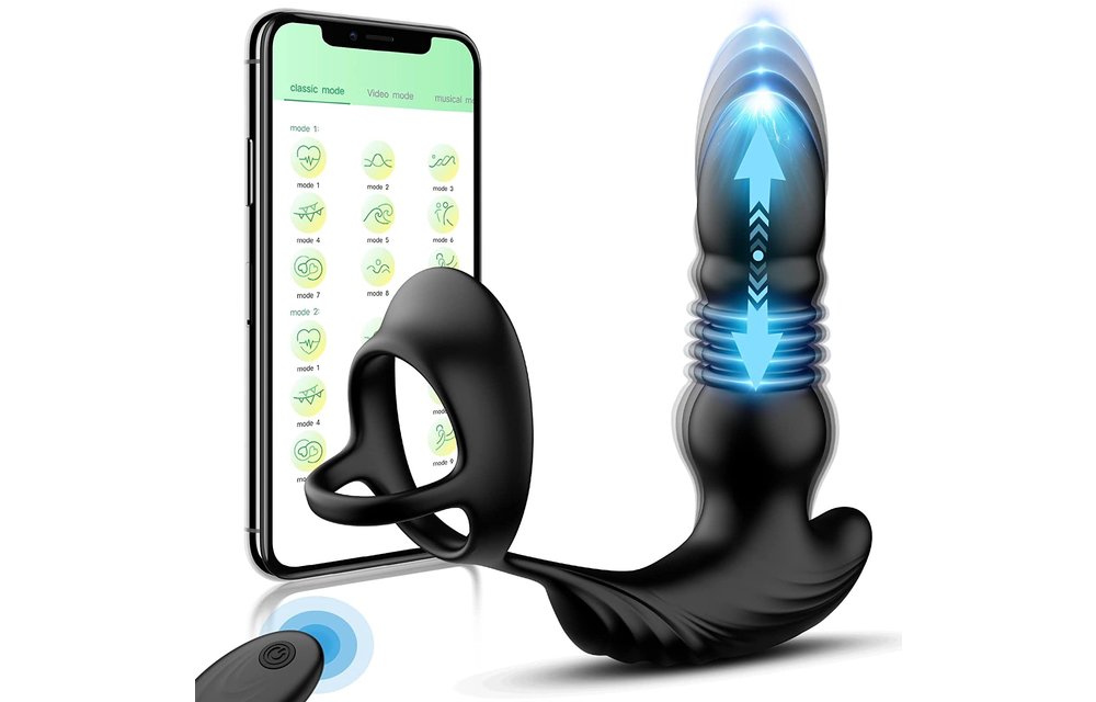 Adult Sex Toys – Remote Controlled Prostate Massager Anal Vibrator Butt Plug with Cock Ring for Couples