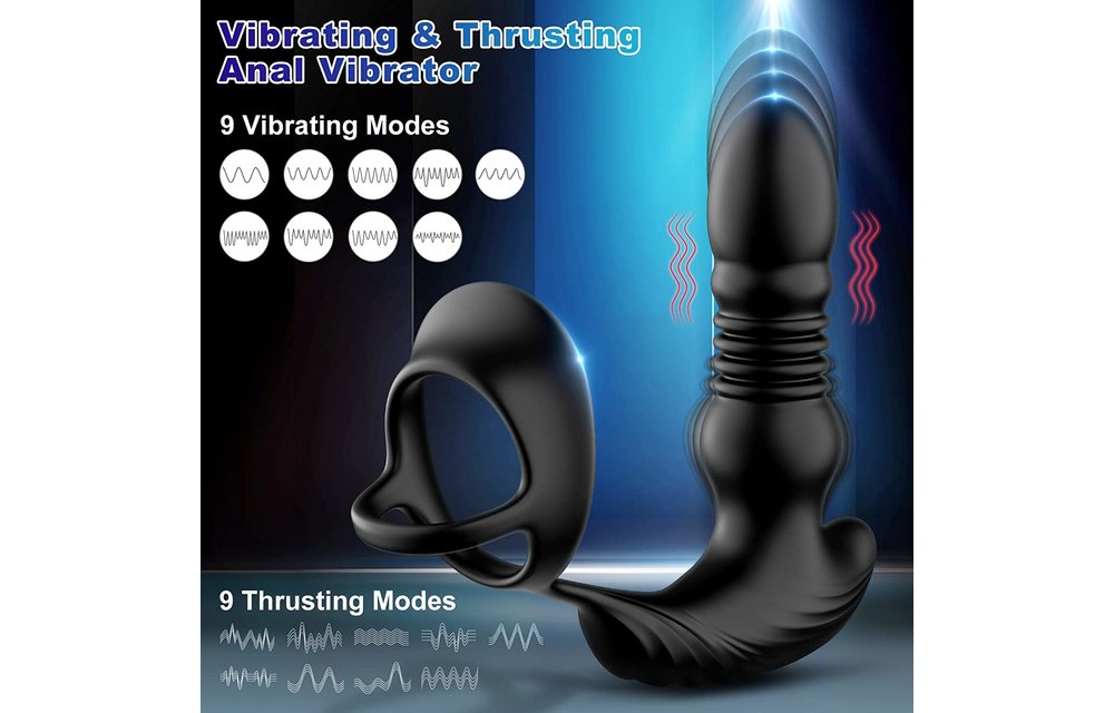 Adult Sex Toys – Remote Controlled Prostate Massager Anal Vibrator Butt Plug with Cock Ring for Couples