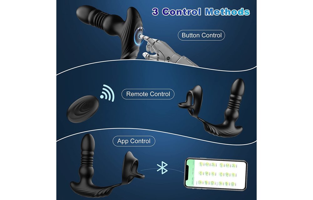 Adult Sex Toys – Remote Controlled Prostate Massager Anal Vibrator Butt Plug with Cock Ring for Couples