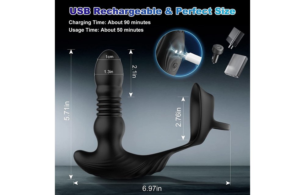 Adult Sex Toys – Remote Controlled Prostate Massager Anal Vibrator Butt Plug with Cock Ring for Couples