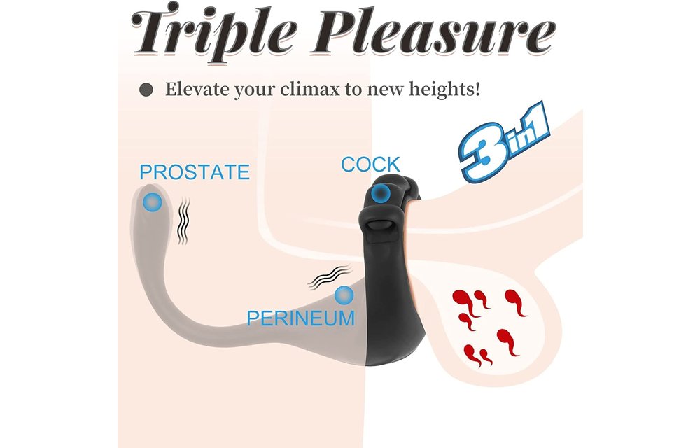Adult Sex Toys - Remote Controlled Anal Vibrator with Adjustable Penis Ring