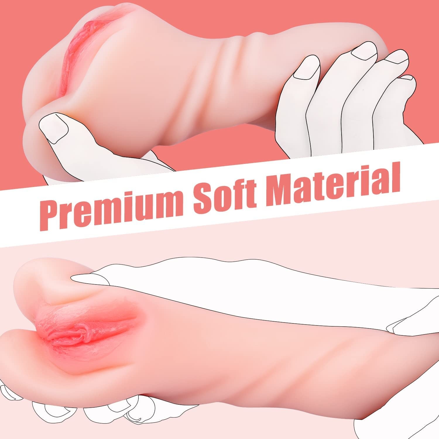 Adult Sex Toys - Realistic Masturbator Twin Tunnels Realistic Vagina and Ass