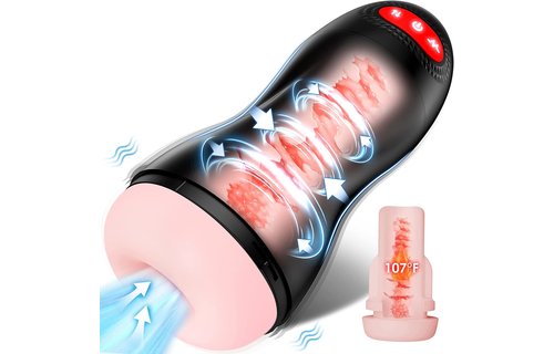 Adult Sex Toys - Male Masturbator Sucking, Vibrating, Stroking and Heating Masturbation Cup