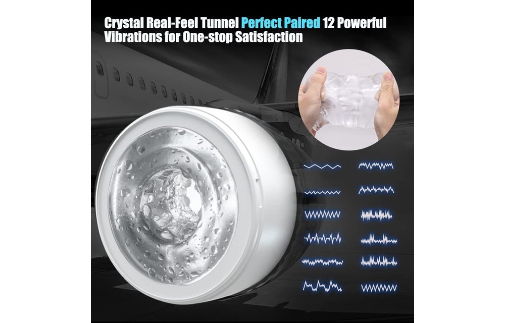 Adult Sex Toys -Male Masturbator Cup with Crystal Ribbed Tunnel in Open-Ended Stroker Vibrator