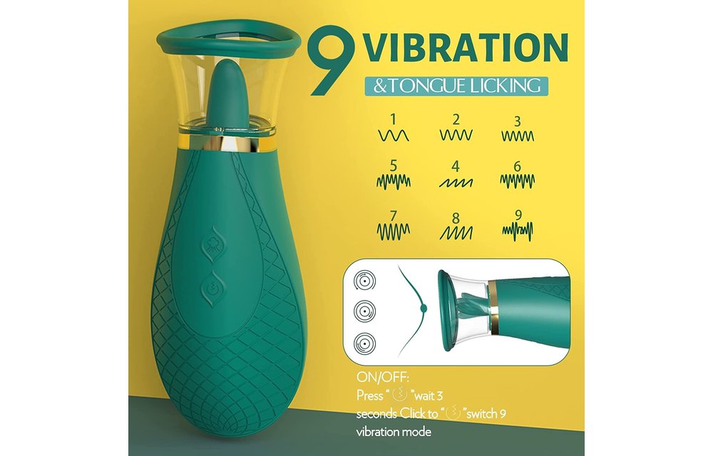 Adult Sex Toys - Clitoral Sucking Vibrator, 3 sucking and 9 Licking Modes for Woman Green