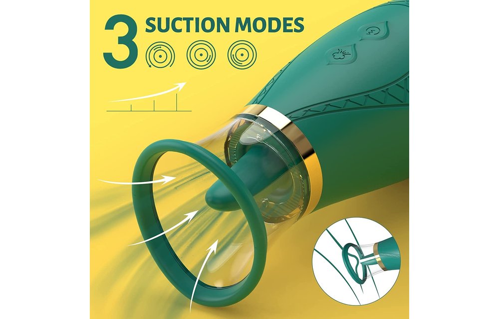 Adult Sex Toys - Clitoral Sucking Vibrator, 3 sucking and 9 Licking Modes for Woman Green