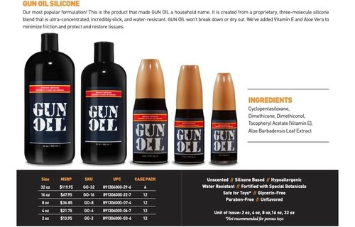 Sexual Lubricant - GUN OIL® Premium Silicone-Based Lubricant 8oz/237ml