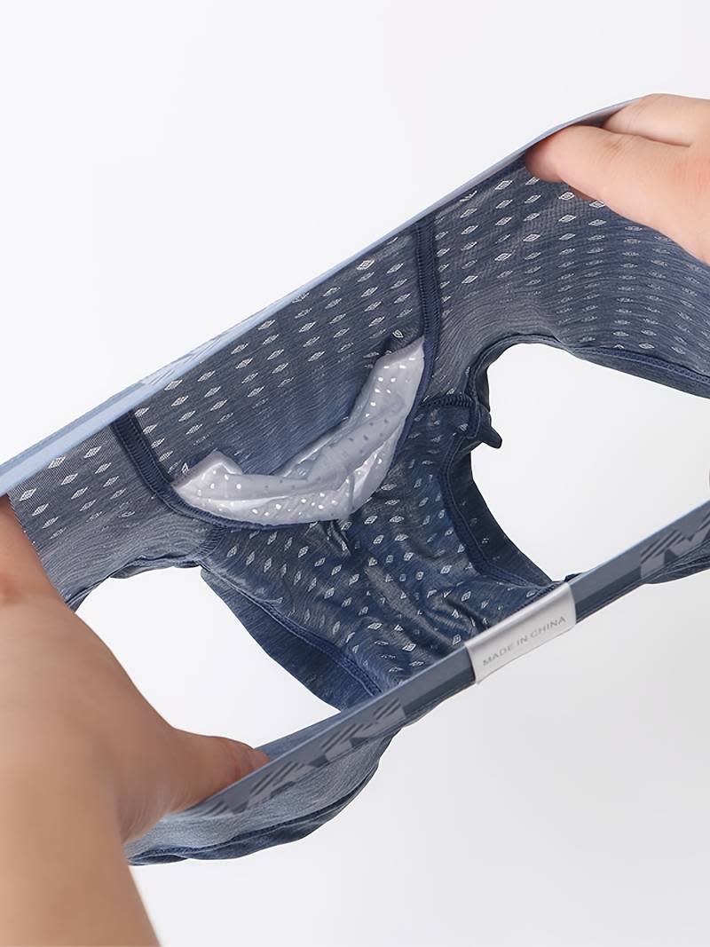 Mens Ice Silk Elephant Nose Boxer Briefs Pouch Underwear 3 pairs