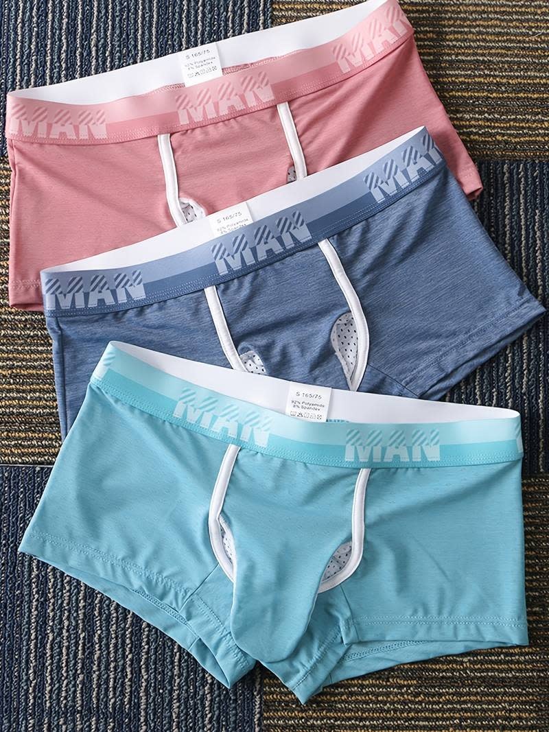 Mens Ice Silk Elephant Nose Boxer Briefs Pouch Underwear 3 pairs
