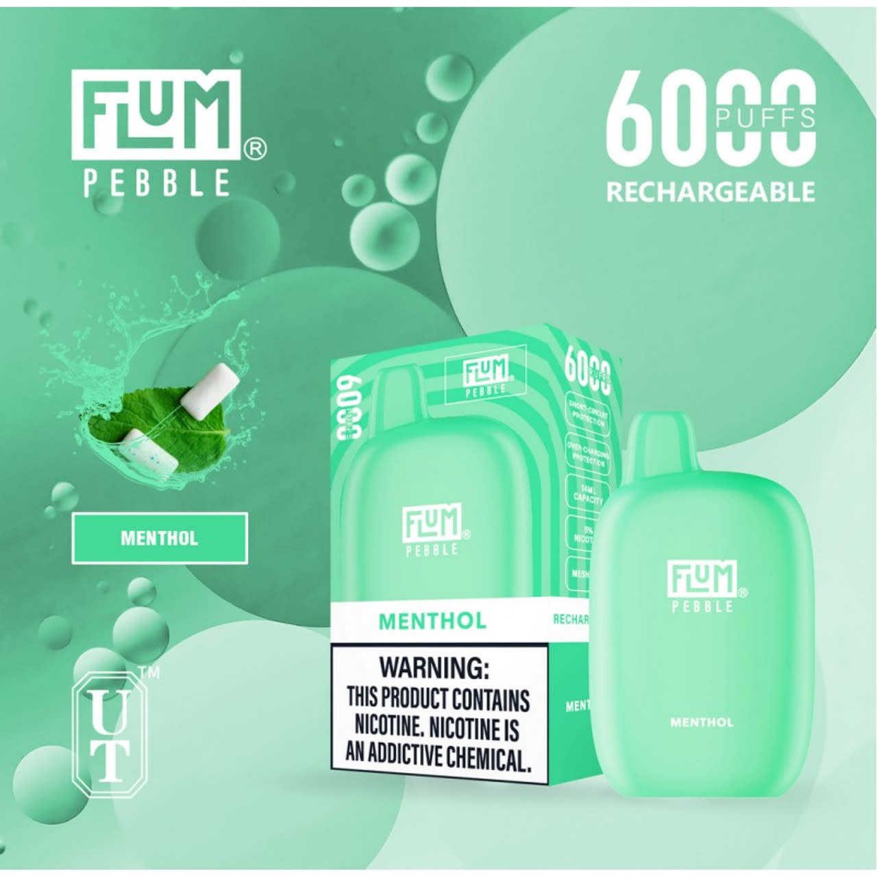 Flum - Disposable Vape PEBBLE Rechargeable 6000 Puffs