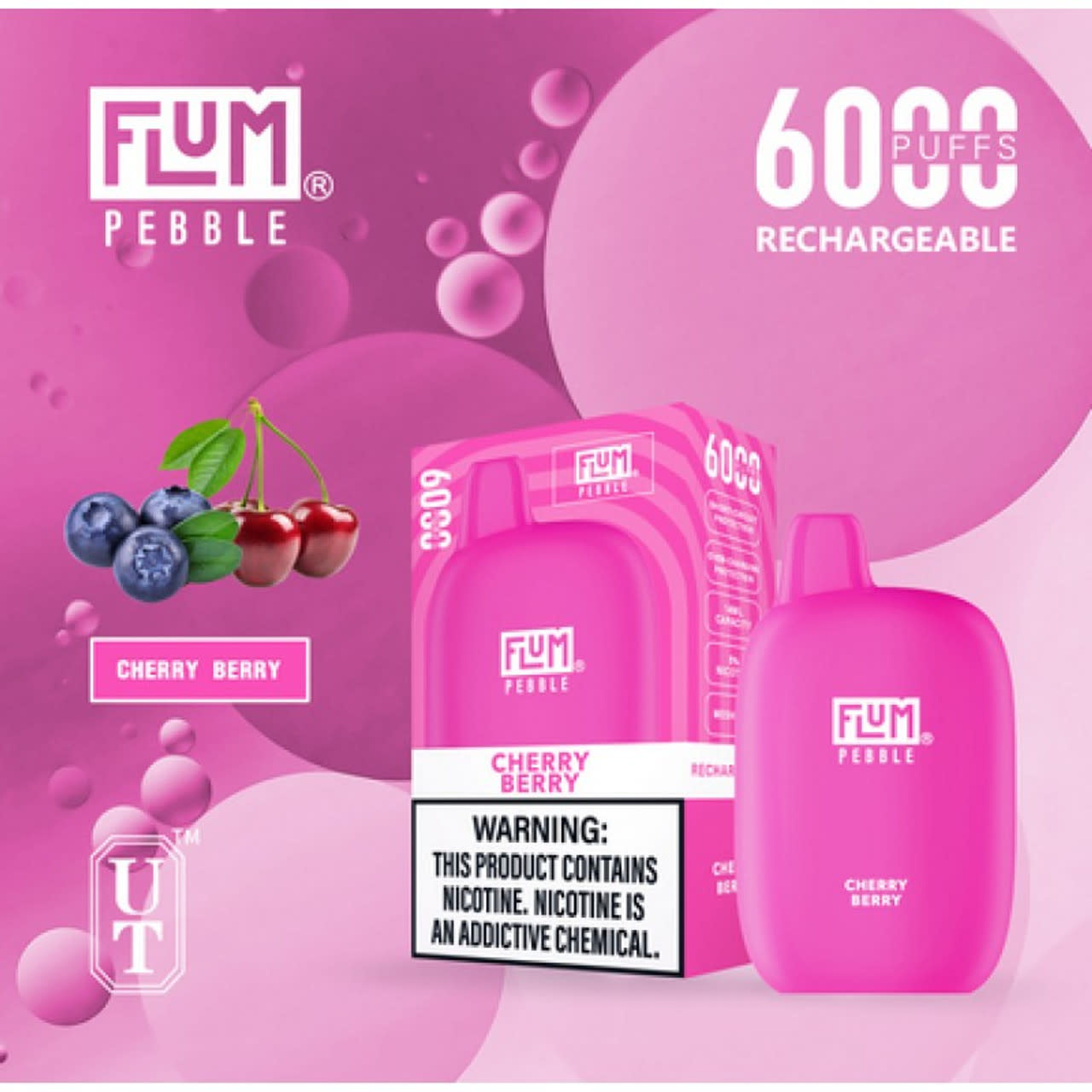 Flum - Disposable Vape PEBBLE Rechargeable 6000 Puffs