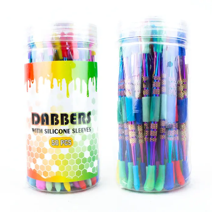 Dabbers w/ Silicone Sleeves - Concentrate Dab Tool Rainbow Anodized Stainless Steel