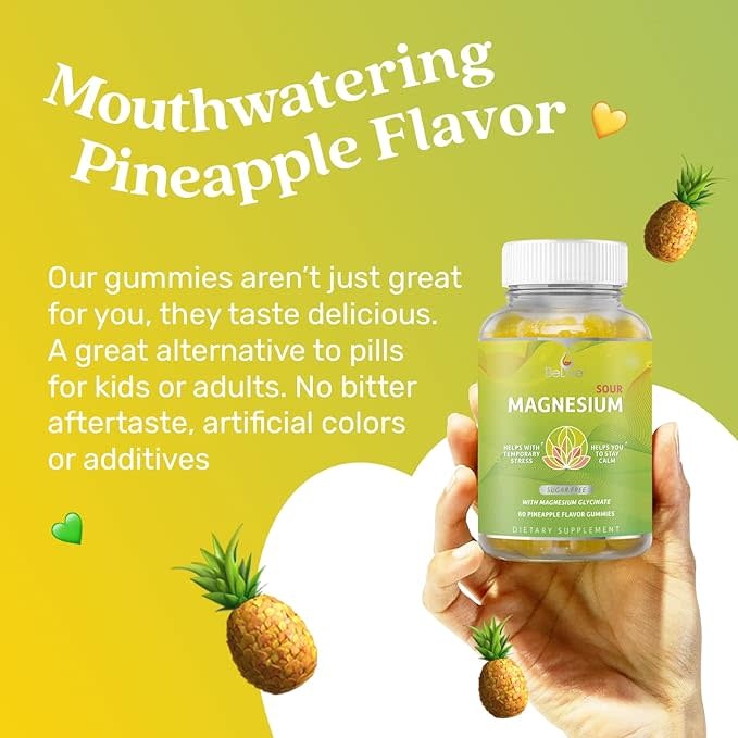 BeLive - Magnesium Glycinate Gummies Pineapple 60ct