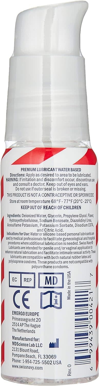 Sexual Lubricant - Swiss Navy Flavors Cooling Peppermint, 1 Fl. Oz