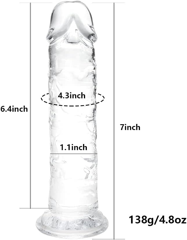 Adult Sex Toys - 7 Inches Small Clear with Strong Suction Cup Realistic Dildo for Beginner
