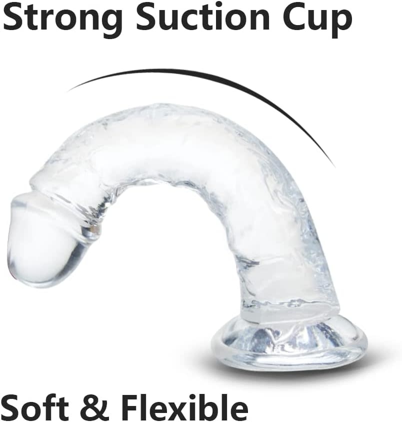 Adult Sex Toys - 7 Inches Small Clear with Strong Suction Cup Realistic Dildo for Beginner