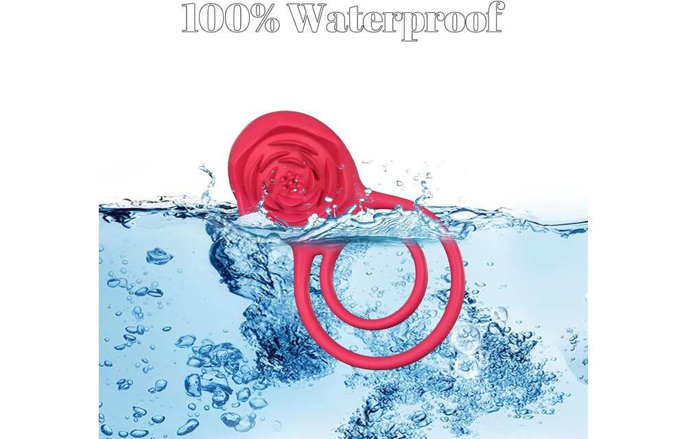 Adult Sex Toy - Vibrating Cock Ring with Rose Clitoral Stimulator