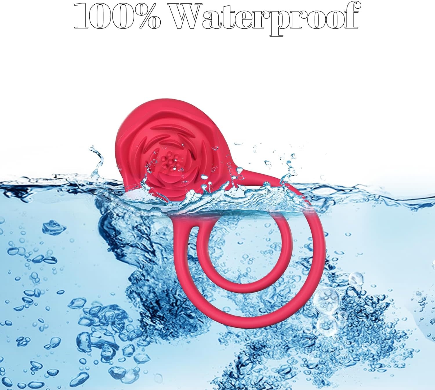 Adult Sex Toy - Vibrating Cock Ring with Rose Clitoral Stimulator