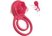 Adult Sex Toy - Vibrating Cock Ring with Rose Clitoral Stimulator