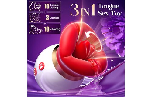 Adult Sex Toy - Mouth Shaped Sucking and Tongue Licking Vibrator for Woman