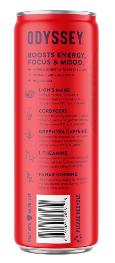 Odyssey - Sparkling Mushroom Elixir 222 Caffeine 222mg 12oz