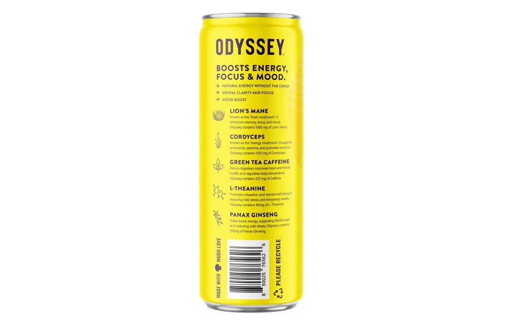 Odyssey - Sparkling Mushroom Elixir 222 Caffeine 222mg 12oz