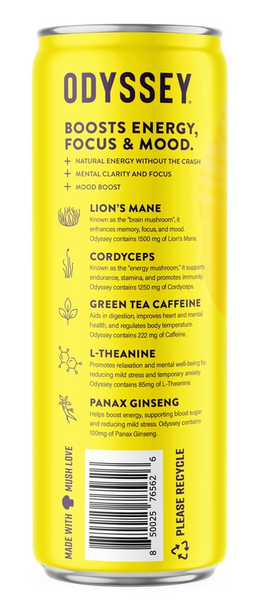 Odyssey - Sparkling Mushroom Elixir 222 Caffeine 222mg 12oz