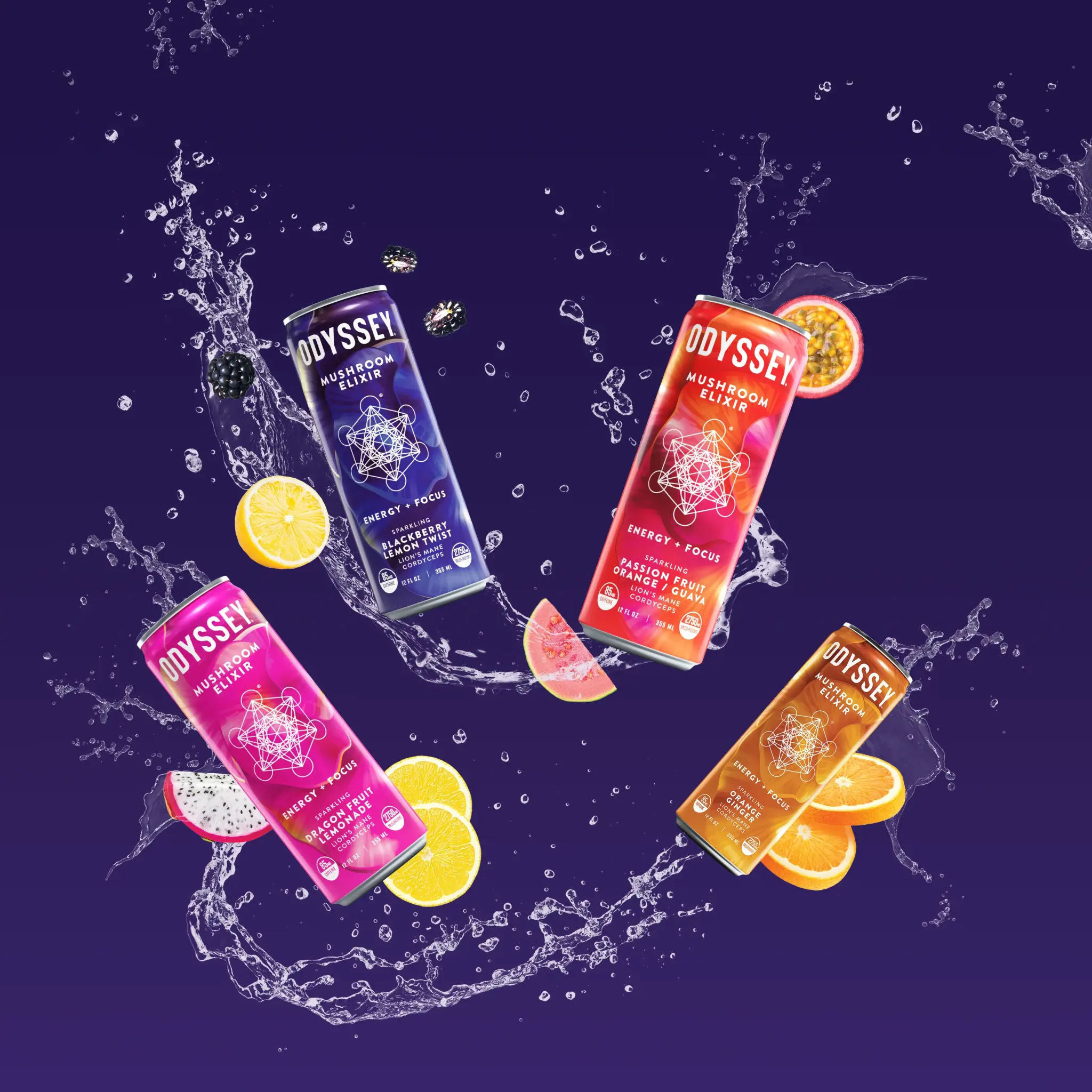 Odyssey - Sparkling Mushroom Elixir Caffeine 85mg 12oz