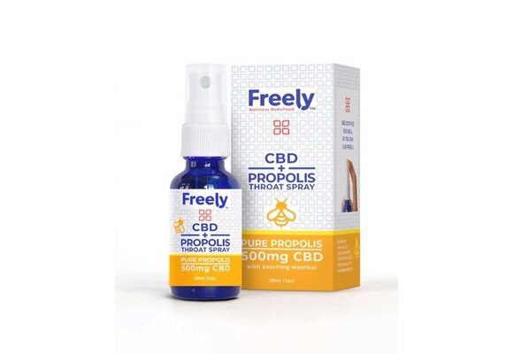 Freely - Broad Spectrum Propolis Throat Spray CBD 500mg w/ Soothing Menthol 1oz
