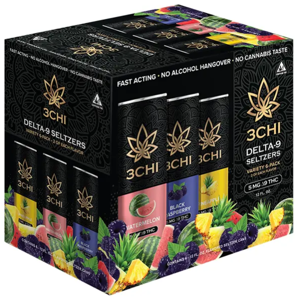 3chi - Delta 9 THC Seltzer 5mg 12oz Variety Pack