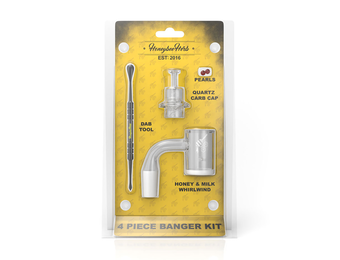 Honeybee Herb - Banger Kit 4 Piece Quartz YELLOW LABEL 14mm 90°