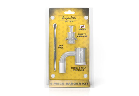 Honeybee Herb - Banger Kit 4 Piece Quartz YELLOW LABEL 14mm 90°