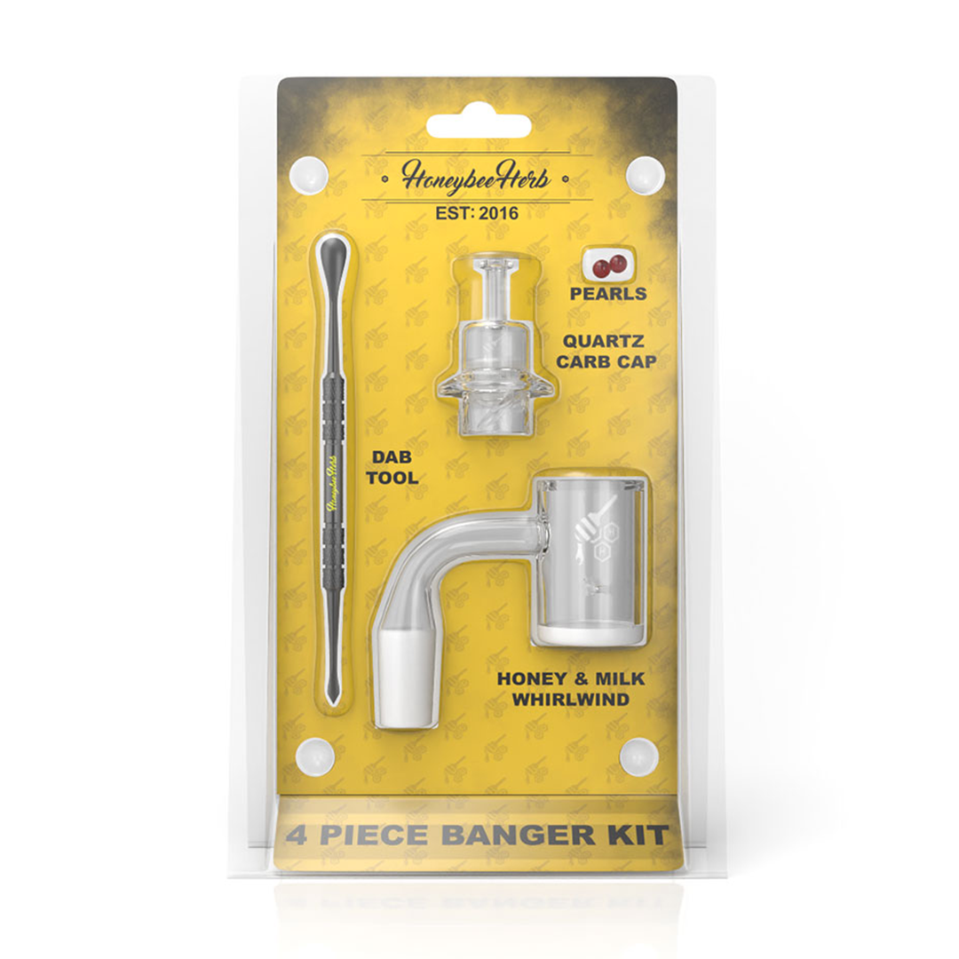 Honeybee Herb - Banger Kit 4 Piece Quartz YELLOW LABEL 14mm 90°
