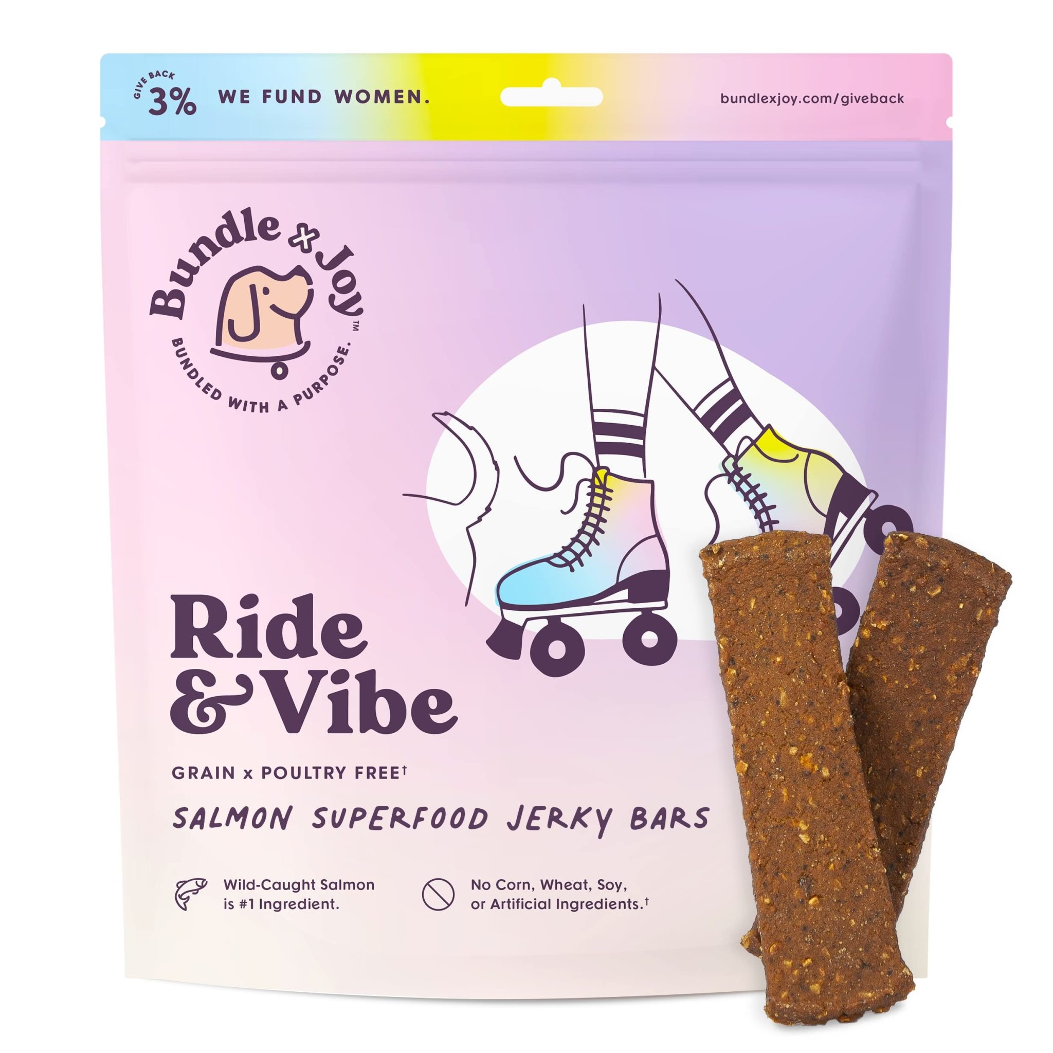 Bundle x Joy - Dog Treat Superfood Jerky Bars Ride & Vibe Salmon 16oz