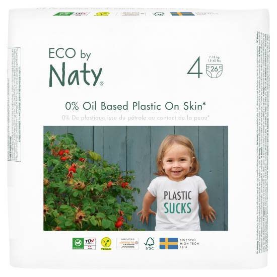 Eco by Naty - Diapers 0% Oil-Based Plastics Size 4 26ct (15-40lbs)