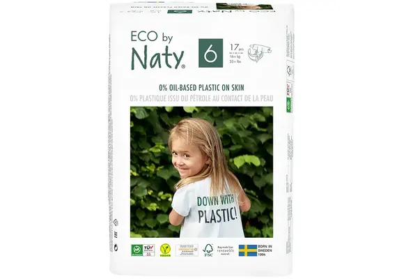 Eco by Naty - Diapers 0% Oil-Based Plastics Size 6 17ct (35+lbs)