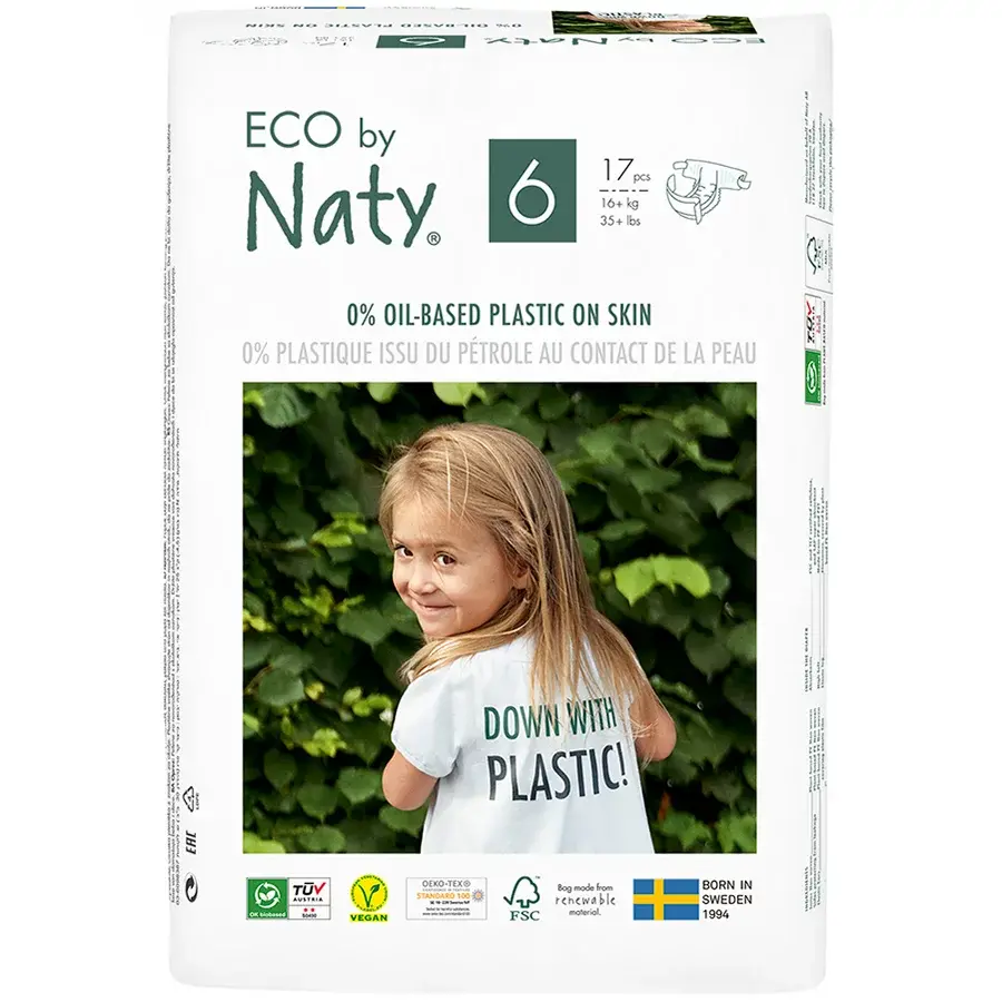 Eco by Naty - Diapers 0% Oil-Based Plastics Size 6 17ct (35+lbs)