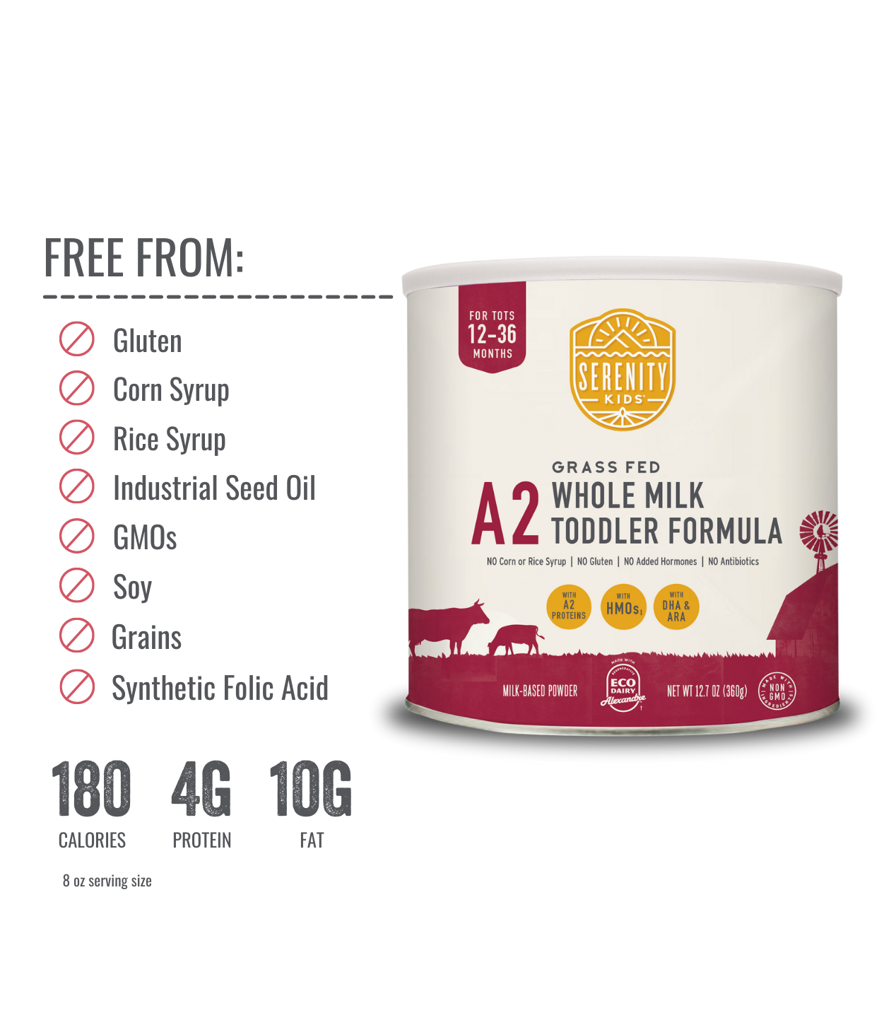 Serenity Kids - Toddler Formula Powder A2 Whole Milk 12-36mo 12.7oz