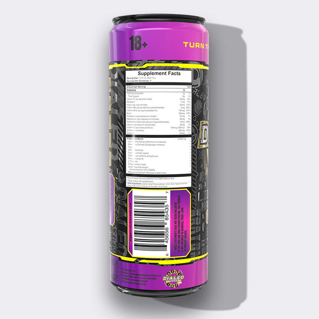 Dialed Moods - Kratom + Mushroom Energy Drink 150mg Caffeine 355mL