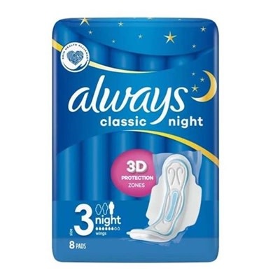 Always - Night Pads with Wings Classic Night Size 3 8pck