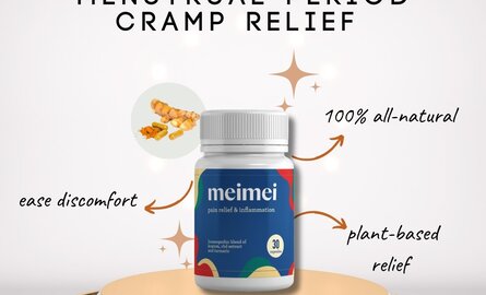 Mei Mei Relieving Period Cramps with All-Natural Plant-Based Supplement—No Harsh or Toxic Chemicals