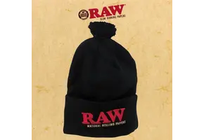 Raw - Pom Pom Beanie Black