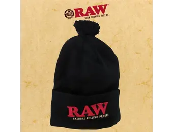 Raw - Pom Pom Beanie Black