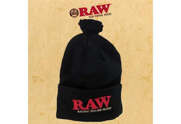 Raw - Pom Pom Beanie Black