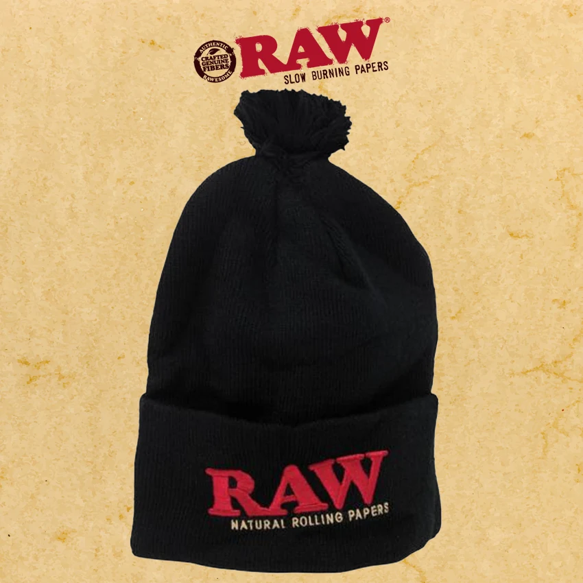 Raw - Pom Pom Beanie Black
