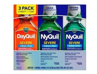 Vicks - DayQuil + NyQuil 3 pack Severe Cold & Flu 12oz ea