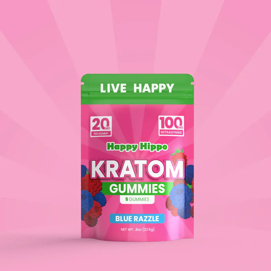 Happy Hippo - Kratom Gummies 100mg 5ct