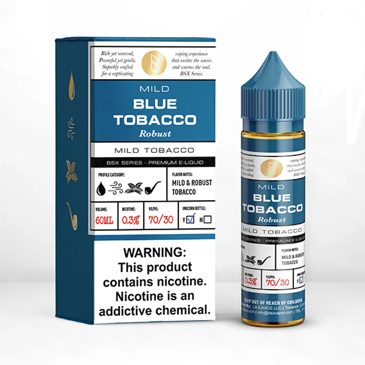 BSX Series - Nicotine Vape Juice 60mL MILD Blue Tobacco 3mg