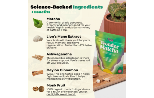POW - Nootropics Unsweetened Wonder Matcha Herbal Supplement 2.5oz