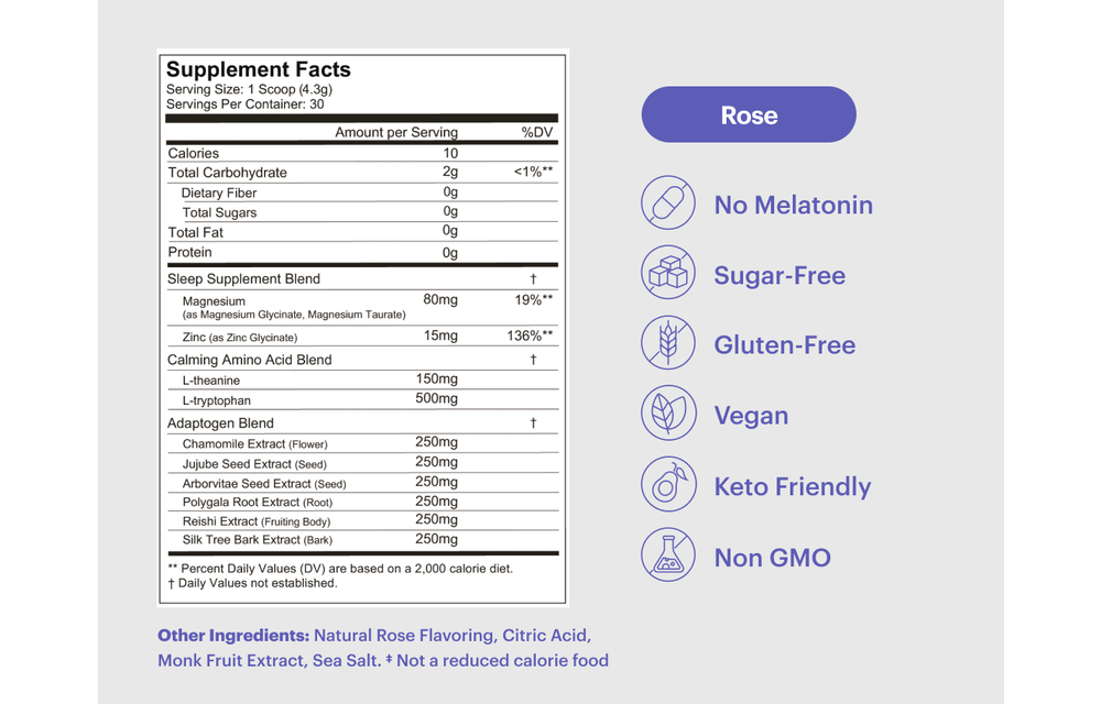 Moonbrew - Herbal Supplement Nighttime Superfood 4.37oz Rose